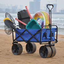 Load image into Gallery viewer, Folding Wagon Garden Shopping Beach Cart (Blue)
