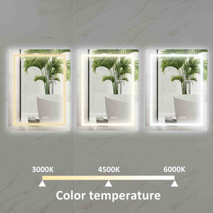 LED Bathroom Vanity Mirror, 36 x 28 inch, Anti Fog, Night Light, Time,Temperature,Dimmable,Color Temper 3000K-6400K,90+ CRI,Vertical Wall Mounted Only