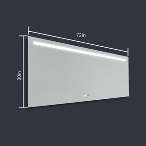 Led Light Bathroom Mirror for Vanity, 72x30 Inch Anti Fog Large Lighted Makeup Mirror,Dimmable, 90+CRI, Latest Z-Bar Installation, Horizontal Hanging Wall Mounted Way
