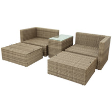 Load image into Gallery viewer, TOPMAX Outdoor Patio Furniture Set, 5-Piece Wicker Rattan Sectional Sofa Set, Brown and Gray
