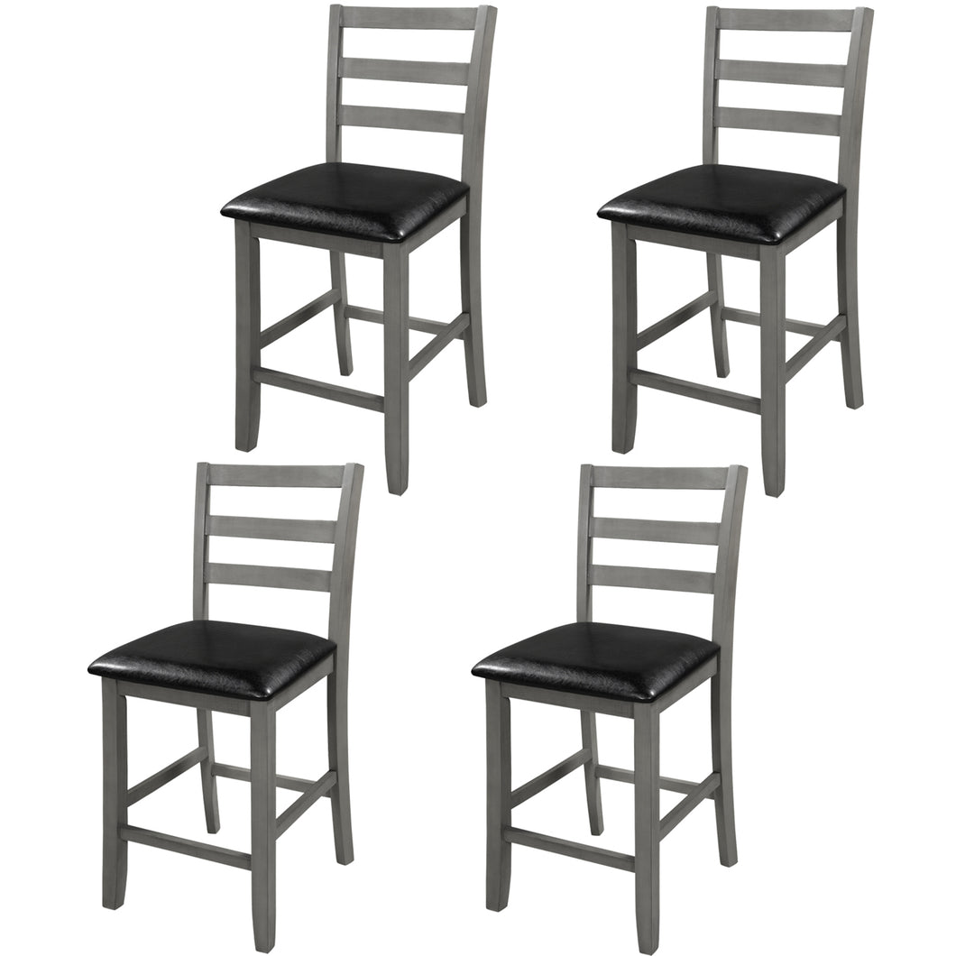TREXM Set of 4 Wooden Counter Height Dining Chair with Padded Chairs, Gray