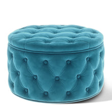 Load image into Gallery viewer, [New] 29.5&quot;Wide Classic Button Tufted Velvet Round Ottoman With Storage Living Room Footrest
