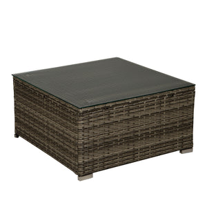 Beefurni Outdoor Garden Patio Furniture 6-Piece Dark Gray PE Rattan Wicker Sectional Navy Cushioned Sofa Sets