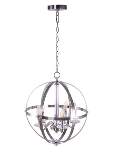 5-Light Candle Style Globe Chandelier Vintage Silver