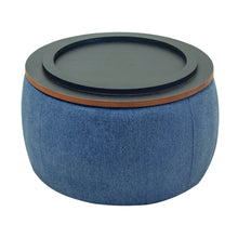Load image into Gallery viewer, Round Storage Ottoman, 2 in 1 Function, Work as End table and Ottoman, Navy (25.5&quot;x25.5&quot;x14.5&quot;)
