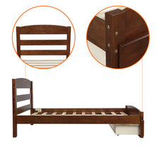 Load image into Gallery viewer, Platform Twin Bed Frame with Storage Drawer and Wood Slat Support No Box Spring Needed, Walnut
