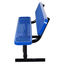 Load image into Gallery viewer, 6 ft. Outdoor Steel Bench with Backrest BLUE
