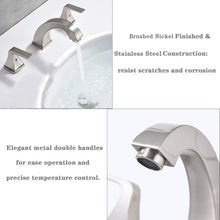 Load image into Gallery viewer, Widespread 2 Handles Bathroom Faucet with Pop Up Sink Drain
