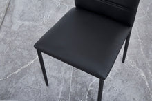 Load image into Gallery viewer, A set of 4 leather dining chairs with cushion and high back, painted metal legs, suitable for dining room, kitchen and living room X4 (BLACK)
