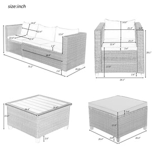 U_STYLE Outdoor, Patio Furniture Sets, 5 Piece Conversation Set Wicker Rattan Sectional Sofa with Seat Cushions