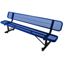 Load image into Gallery viewer, 8 ft. Outdoor Steel Bench with Backrest BLue
