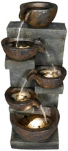 Load image into Gallery viewer, Rustic Outdoor Floor Water Fountain With Light LED Cascading Tipping Jugs For Yard Garden Patio Deck Home
