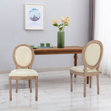 Load image into Gallery viewer, HengMing Upholstered  French Dining  Chair with rubber legs PU leather,Set of 2, Beige
