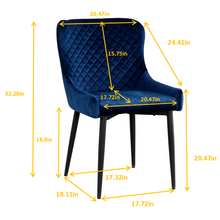 Load image into Gallery viewer, Cheap modern dining room furniture metal tube legs fabric blue dining chair(set of 2)
