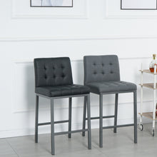 Load image into Gallery viewer, Cheap Modern Design High Counter Stool metal legs Kitchen Restaurant grey pu Bar Chair(set of 2)

