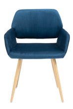 Load image into Gallery viewer, Velet Upholstered Side Dining Chair with Metal Leg(Blue velet+Beech Wooden Printing Leg),KD backrest
