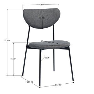 Modern Metal Dining Chair  Set Of 2 - Grey