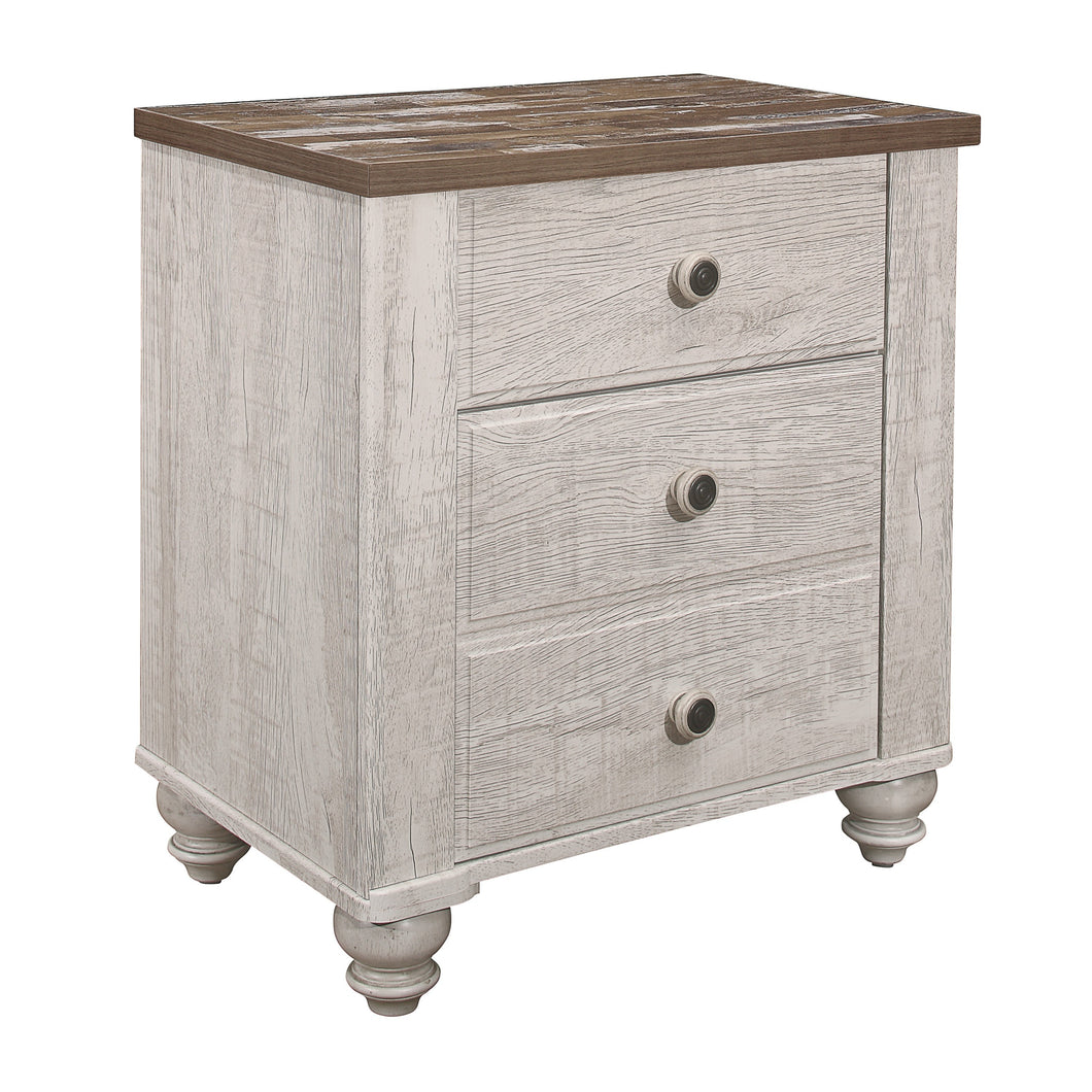 Transitional-Rustic Style Nightstand Drawers Two-Tone Finish Melamine Board Bedroom Furniture