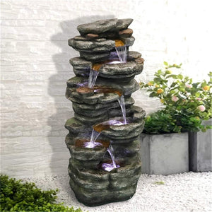 40 Inch Cascading Waterfall With LED Lights Soothing Tranquility For Home Garden
