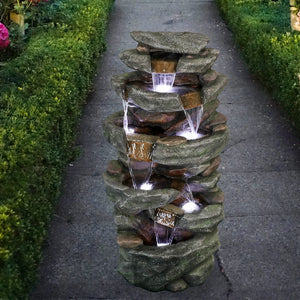 40.5inch Garden Outdoor Water Fountain with 6 LED is the perfect addition