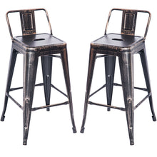 Load image into Gallery viewer, TREXM Low Back Indoor and Outdoor Metal Chair Barstool Set of 2 (Golden Black)
