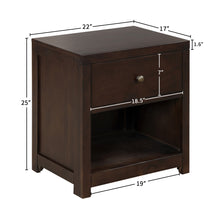 Load image into Gallery viewer, Vintage Aesthetic 1 Drawer Solid Wood Nightstand Sofa End Table in Rich Brown (Nightstand of Freely Configurable Bedroom Sets)
