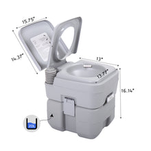 Load image into Gallery viewer, 5.3 Gallon 20L Flush Outdoor Indoor Travel Camping Portable Toilet for Car, Boat, Caravan, Campsite, Hospital,Gray
