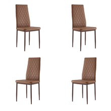 Load image into Gallery viewer, Retro style dining chair hotel dining chair conference chair outdoor activity chair pu leather high elastic fireproof sponge dining chair four-piece set(coffee)
