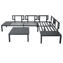 Load image into Gallery viewer, TOPMAX Outdoor 3-piece Aluminum Alloy Sectional Sofa Set with End Table and Coffee Table,Black Frame+Gray Cushion
