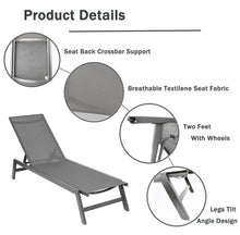Load image into Gallery viewer, Outdoor Chaise Lounge Chair With Cushion, Five-Position Adjustable Aluminum Recliner,All Weather For Patio,Beach,Yard, Pool
