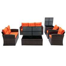 Load image into Gallery viewer, 6 PCS Rattan Sectional Set and table  with storage
