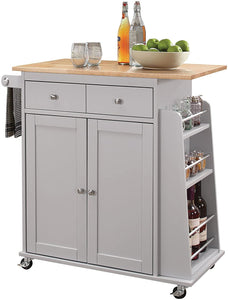ACME Tullarick Kitchen Cart, Natural & Gray 98310