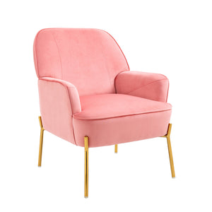Velvet Accent Upholstered Chair, Living Room Chair, Modern Reception Arm Chair with Golden Legs for Bedroom Reading Room