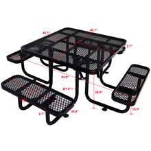 Load image into Gallery viewer, Square Outdoor Steel Picnic Table 46&quot; black ,with umbrella pole
