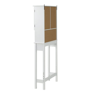 Home Over-The-Toilet Bathroom Storage Space Saver with Adjustable Shelf Collect Cabinet（White）