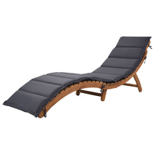 Load image into Gallery viewer, TOPMAX Outdoor Patio Wood Portable Extended Chaise Lounge Set with Foldable Tea Table for Balcony, Poolside, Garden, Brown Finish+Dark Gray Cushion
