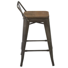 Load image into Gallery viewer, BTEXPERT Industrial 24&quot; Rustic Metal Wood Indoor Outdoor Counter Height Bar Stool 4PC
