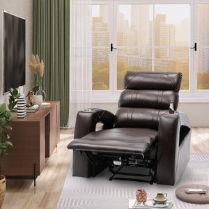 Orisfur. Power Motion Recliner with USB Charge Port and Two Cup Holders -PU Leather Lounge chair for Living Room