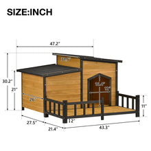 Load image into Gallery viewer, GO 47.2 ” Large Wooden Dog House Outdoor,  Outdoor &amp; Indoor Dog Crate, Cabin Style, With Porch
