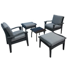 Load image into Gallery viewer, Patio Furniture Outdoor Chair And Ottoman 5 Pieces Rattan Seating Group with Cushions
