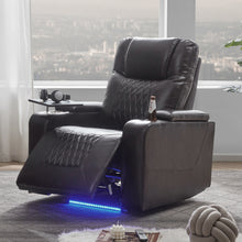 Load image into Gallery viewer, Orisfur.  Power Motion Recliner with USB Charging Port and Hidden Arm Storage 2 Convenient Cup Holders design and 360° Swivel Tray Table
