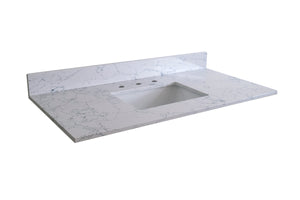 Montary 49"x 22" bathroom stone vanity top carrara jade engineered marble color with undermount ceramic sink and single faucet hole with backsplash