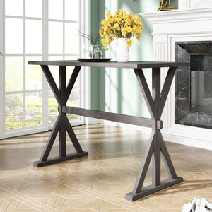 TOPMAX 3-Piece Counter Height Wood Kitchen Dining Table Set with 2 Stools for Small Places, Gray Finish+Black Cushion