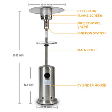 Load image into Gallery viewer, 46000BTU Propane Stainless Steel Mushroom Outdoor Patio Heater, with Two Smooth-rolling Wheels,with Hose Set,with Black Cover,with Round Side Table
