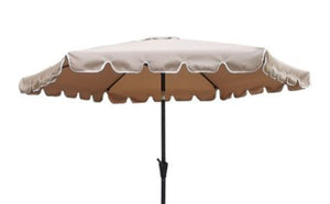 9 Feet Pole Scalloped Umbrella with Carry Bag, Taupe