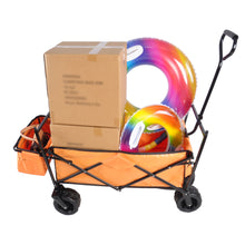 Load image into Gallery viewer, Folding Wagon Garden Shopping Beach Cart (Orange)

