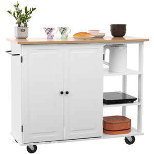 Kitchen Island Cart Wood Kitchen Islands with Large Trolley Cart with Large Cabinet, Towel Rack, Kitchen and Dining Room Utensils Organizer on Wheels