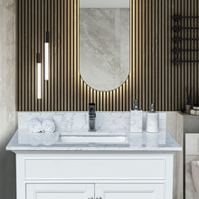Load image into Gallery viewer, Montary 37&quot;x 22&quot; bathroom stone vanity top carrara jade  engineered marble color with undermount ceramic sink and single faucet hole with backsplash
