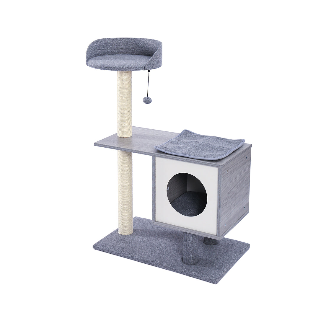 Modern Cat Tree Cat Tower Featuring with Sisal-Covered Scratching Posts, Spacious Condo and Large Perch for Small to Medium Cats
