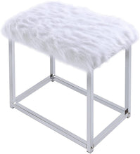 Load image into Gallery viewer, ACME Carenze II Curio Cabinet in White Faux Fur &amp; Chrome 90314
